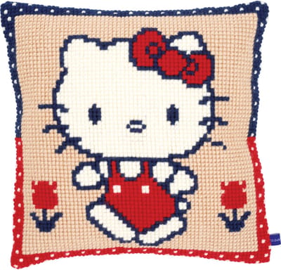 Vervaco - Kruissteekkussen kit - Hello Kitty op wandel - PN-0153864 - Borduren - Borduurpakket - Borduurpakket volwassenen - Borduurpakket kind