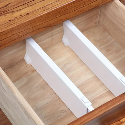 2 pièces Organisateur de Tiroir Télescopique en ABS Blanc, Séparateur de Rangement pour Bureau, Séparateur de Tiroir Solide blanc
