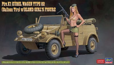 Hasegawa Modelbouwpakket Militaire voertuigen - 52273 Kübelwagen 82 with Blond Lady Figure Plastic - 1:24 - Modelbouw
