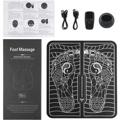 Draadloze EMS Elektrische Voetmassager Pad Voor Bloedcirculatie 8 Modi 19 Intensiteiten Pijnverlichting Beenmassage Machine Acupressuur Mat zwart