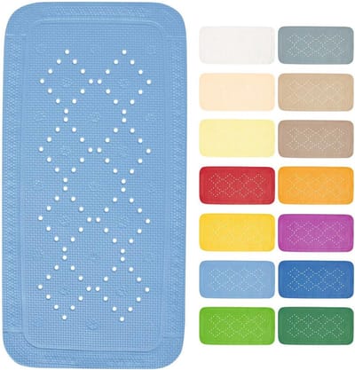 Badmat PVC-schuim - Antislip Douchemat - Veilig Douchen - Zuignappen Afvoergaten - 91 x 36 cm - Bermuda Blauw