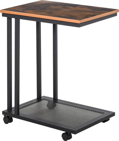 HOMCOM Salontafel, trolley, serveerwagen, bijzettafel, nachttafel, op wielen 833-606