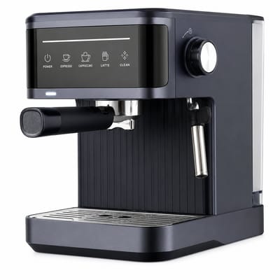 Jurrys Espressomachine - Koffiemachine - Pistonmachine - Cappuccinoapparaat - Melkopschuimer - 1.5L Inhoud - 20 bar - Zwart