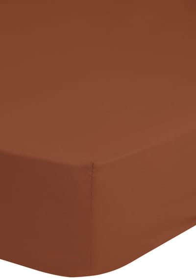 Good Morning hoeslaken effen kleur - 1 persoons 100x200 cm - Terra - 100% Katoen renforce