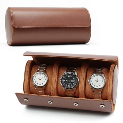 Dailygoods- Horloge Box Luxe PU Leer - Horloge Doos - Horlogebox Hout - Organizer voor 3 Horloges - Geschikt voor Heren en Dames - Afmetingen 22 x 10 x 7,5 cm - Horloge Etui