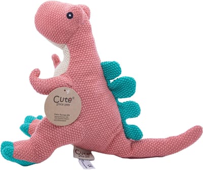 Cute since 1999 - Dinosauruspark - Dinosaurus speelgoed - Roze zitten dino - Katoen Knuffel - 22 cm