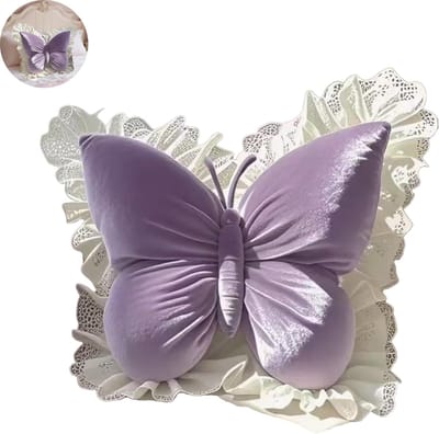 Sierkussen in strikvorm - Leuk roze bedkussen - Sofa kussen - Decoratief kussen voor meisjeskamer - Sierkussen in schoolstijl - Paars