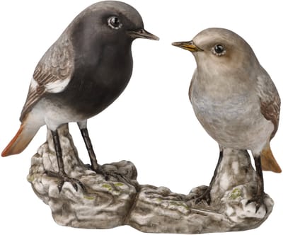 Goebel - Vogels | Decoratief beeld Vogel van het Jaar 2025 - Zwart roodstaartpaar | Porselein - 14cm