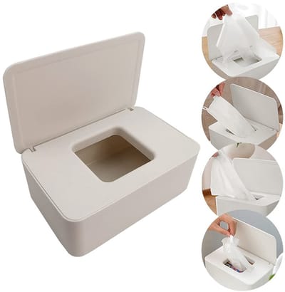 Dailygoods- Doekjesdispenser met deksel - Vaatdoekhouder - Doekjes houder - Dispenser voor vochtige doekjes - Milieuvriendelijk PP - Geschikt voor thuis en kantoor - Doekjeshouder