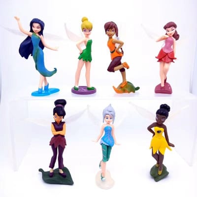 7-delige Set Prinses Tinkerbell Mini Fee Beeldjes Speelgoed Kinderen Animatie Cartoon Speelgoed Meisjes Poppen Baby Speelgoed Decoraties Beeldje blue