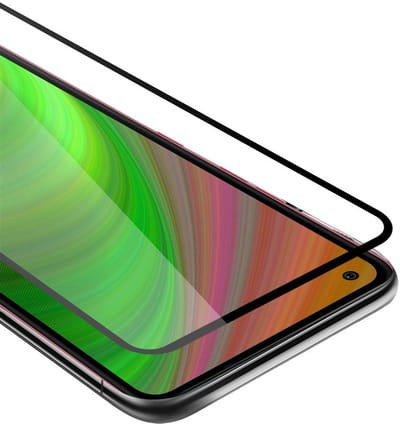 Cadorabo Screenprotector geschikt voor LG K51S Volledig scherm pantserfolie Beschermfolie in TRANSPARANT met ZWART - Gehard (Tempered) display beschermglas in 9H hardheid met 3D Touch