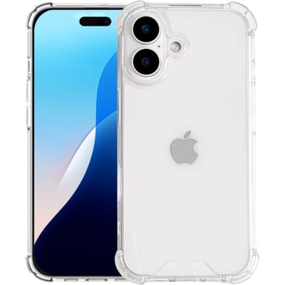 ShieldCase Shock case geschikt voor de Apple iPhone 16 hoesje - Schokbestendig telefoonhoesje - Transparante backcover met valbescherming - Transparant telefoonhoesje met extra verstevigde randen (transparant)