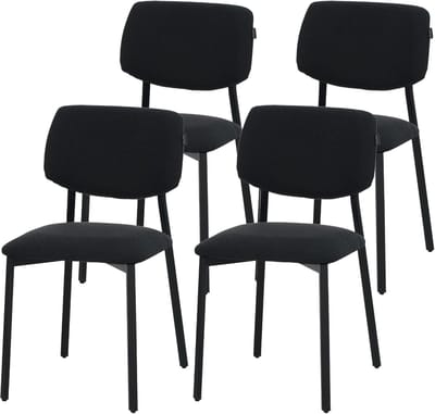 Albatros Ravino designstoel A21 – Set van 4 eetkamerstoelen met stoffen bekleding, moderne keukenstoel met rugleuning, eetkamerstoel & eettafel – Zwart