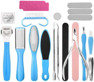 Dailygoods- Pedicure Set Professioneel - 19-delige Set - Voetbestanden/Callus Removers - Voetschrapers - Duurzame Materialen - Salonkwaliteit - Voetverzorgingsset
