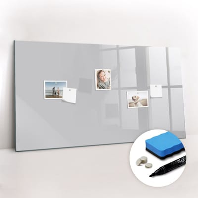 Tulup Whitebord - Kleur Lichtgrijs Magneetbord - 120 cm x 60 cm - Magnetisch Memobord - Wanddecoratie Kantoor - Magneetbord Keuken - Productiviteit Tools - Inclusief Gratis Magneten & Marker & Spons - Magneetbord Rechthoekig - Magneetbord Muur