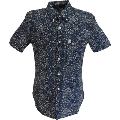 Lambretta Heren overhemd Paisley (Zwart/Grijs/Blauw)