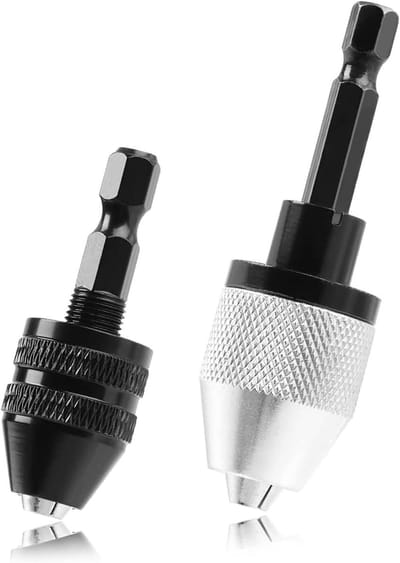Allecto Plus - Boorhouder-adapter set voor klopboormachine 03-65 mm 03-36 mm - Keyless boorhouder 1/4 inch zeskantschacht - 2 stuks