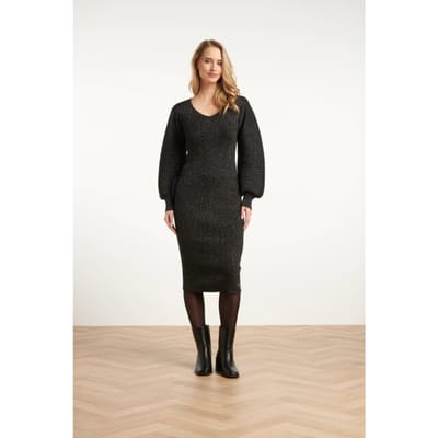 Smashed Lemon Dameslurex gebreide midi jurk |