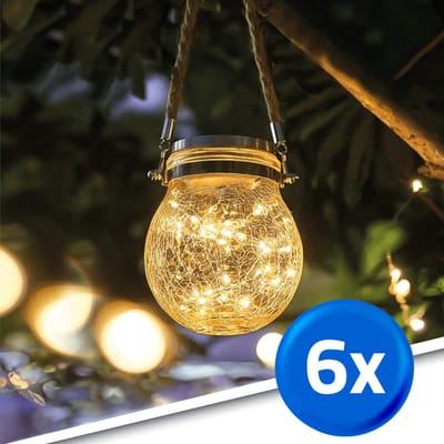 Solar hanglamp buiten 'Betsy' - Voordeelset van 6 stuks - Warm Wit licht - Tuinverlichting - Buitenlamp op zonne-energie