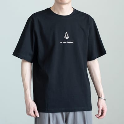 T-shirt Homme Manches Courtes Été Nouveau Style Rétro Col Rond Imprimé Petit Arbre Coton Lavé 3XL black