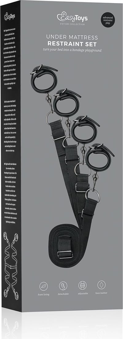 EasyToys - Under Mattress Restraint Set - Duurzaam - Kunstleer - Bondage Set - BDSM Set - Bondage - Sex Toys voor Vrouwen en Mannen - Zwart
