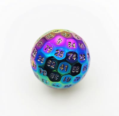 Lapi Toys - Dungeons and Dragons D100 dobbelsteen - D100 DnD dobbelsteen - D100 D&D dobbelsteen - Metaal - Regenboog