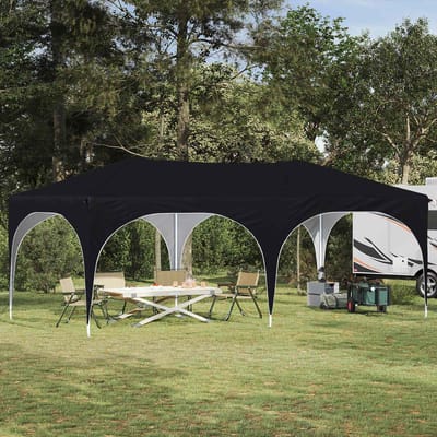 vidaXL - Pop-up - Feesttent - 575 - x - 288 - x - 245 - cm - Zwart - Oxford - Stof