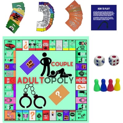 Jeu de société Adultopoly Couple Opoly Cartes de divertissement Jeux Couples Extérieur Portable vert