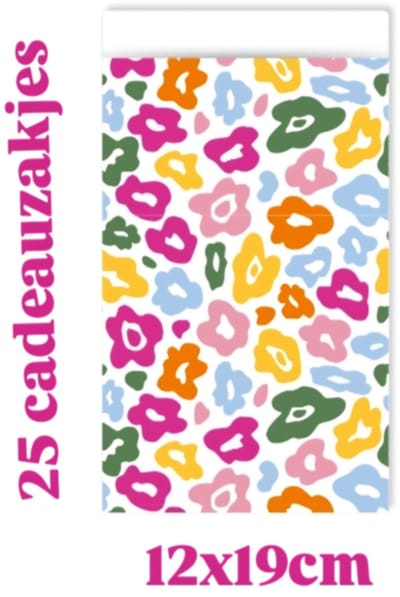 25x Cadeauzakje Leopard color - 12x19cm -