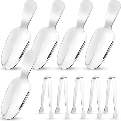 5 stuks koffielepels, roestvrijstalen maatlepel met 5 ijsblokjestangen, zoutlepel mini voor espresso, koffiebonen, losse thee, zout en suiker, desserts