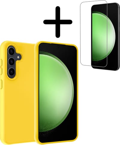 Hoesje Met Screenprotector - Geschikt voor Samsung Galaxy S23 FE - Sterk & Shockproof - Back Cover - Siliconen Case - Telefoon Hoes - Geel