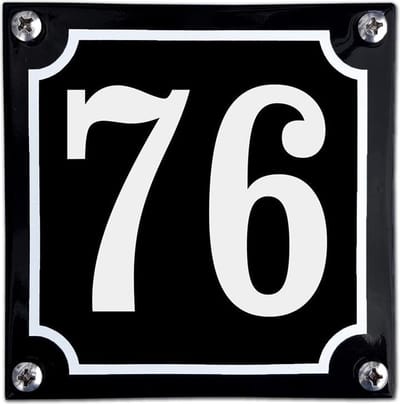 Zwart emaille huisnummer  - 76