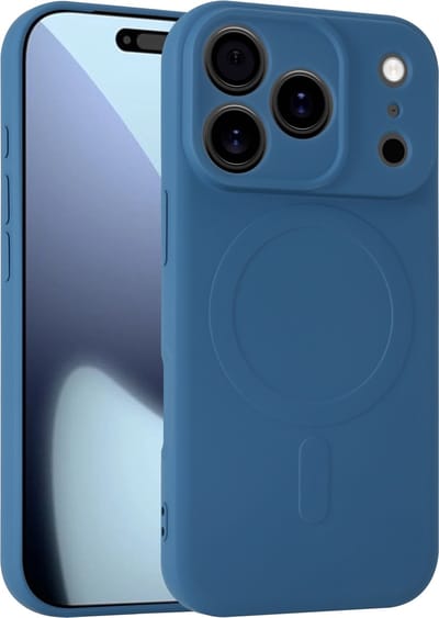 ShieldCase siliconen Magneet back cover geschikt voor iPhone 17 Pro (donkerblauw) – zacht hoesje met premium bescherming, perfecte pasvorm en stijlvol design
