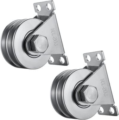 Dubbele Katrol - Trommelwiel - Hijsen en trekken - Roestvrij staal - 500 kg capaciteit - Zilver