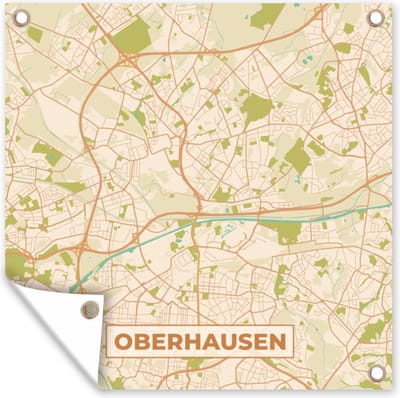 Tuin poster Vintage - Plattegrond - Stadskaart - Oberhausen - Kaart - 200x200 cm - Tuindoek