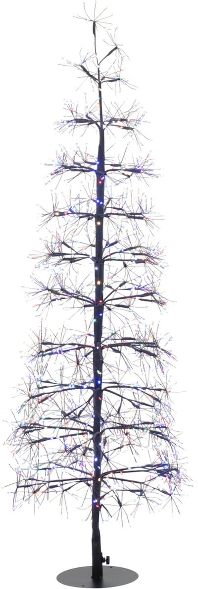 J-Line decoratie Boom Multicolor - ijzer - zwart - medium - LED lichtjes