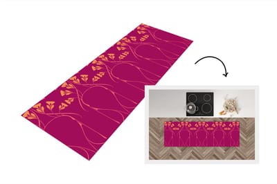 Keukenloper - Loper keuken - Roze - Oranje - Jugendstil - Patronen - 150x50 cm - Keukenloper vinyl