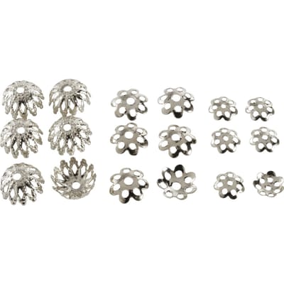 Kralen caps mix - Zilver