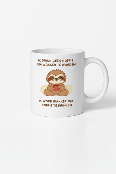 Leuke Sloth Koffiemok - "Ik Drink Geen Koffie Om Wakker Te Worden