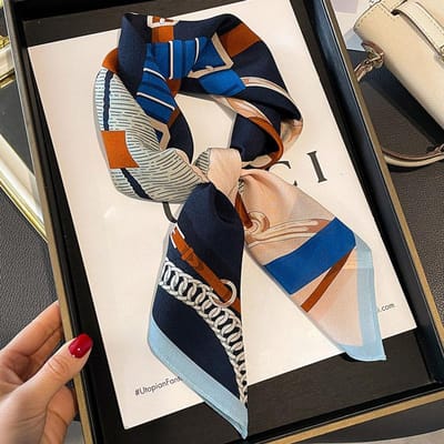 Natuurlijke Zijden Sjaal Dames Vierkante Sjaals Wraps Foulard Sjaals Pashmina Neckerchief Vrouwelijke Hijab Bandana Poncho 65Cm Real Silk 65x65cm blue