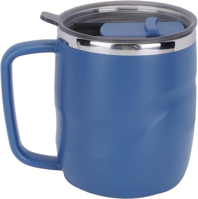 Geïsoleerde Campingmok met Deksel van Roestvrij Staal - Anti-verbranding Reiskoffiemok voor Thuiskantoor en Buitenactiviteiten, Perfect Cadeau voor Koffieliefhebbers