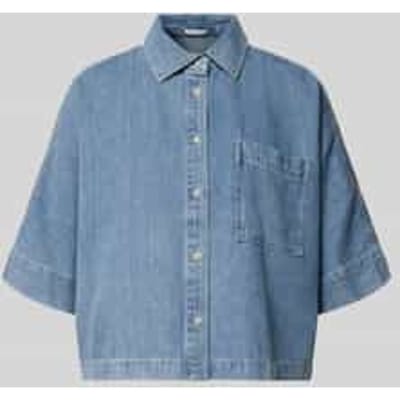 relaxed fit jeansblouse met borstzak model 'Fyndra'