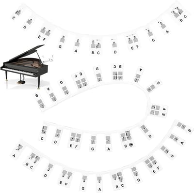 Pianostickers - Toetsen letters - Muziek Leren - Herbruikbaar Siliconen - 88/61 Toetsen - Zwart