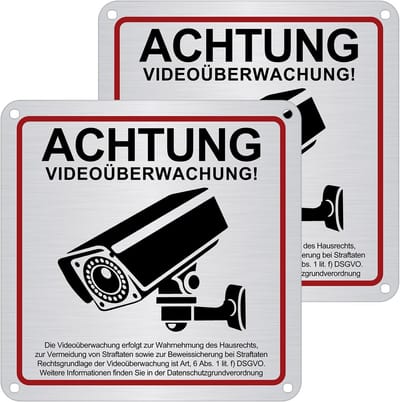 Bewakingsbord - Camerabewaking - Veiligheid Aangeven - Zelfklevend Aluminium - 15 x 15 cm - Zilver