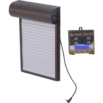 Porte de Poulailler Automatique Programmable Aluminium Ouvre-Porte de Poulailler avec Minuterie Capteur de Lumière Télécommande 3 marron
