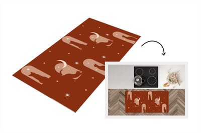 Keukenloper - Loper keuken - Sterren - Kat - Design - 120x60 cm - Keukenloper vinyl