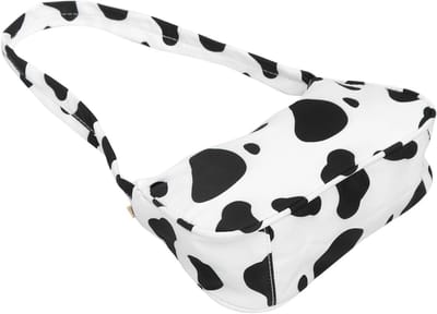 Modieuze schoudertas met koeienpatroon voor dames - Kettingtas met ritssluiting, ideaal voor onderweg en vrije tijd, compact formaat 10,6 x 5,1 x 2 cm