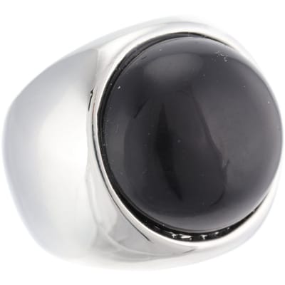 Behave - Ring - Statement Zilverkleurige Ring met Zwarte Steen | Elegant & Mysterieus | Nikkelvrij