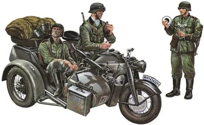1:35 Modelbouw Motorfiets met Zijspan