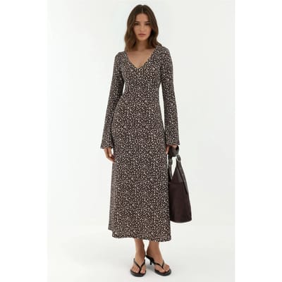 Elegante Bloemenprint V-hals Bodycon Maxidress